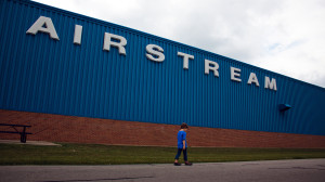 Miette walking back from the the Airstream production building.