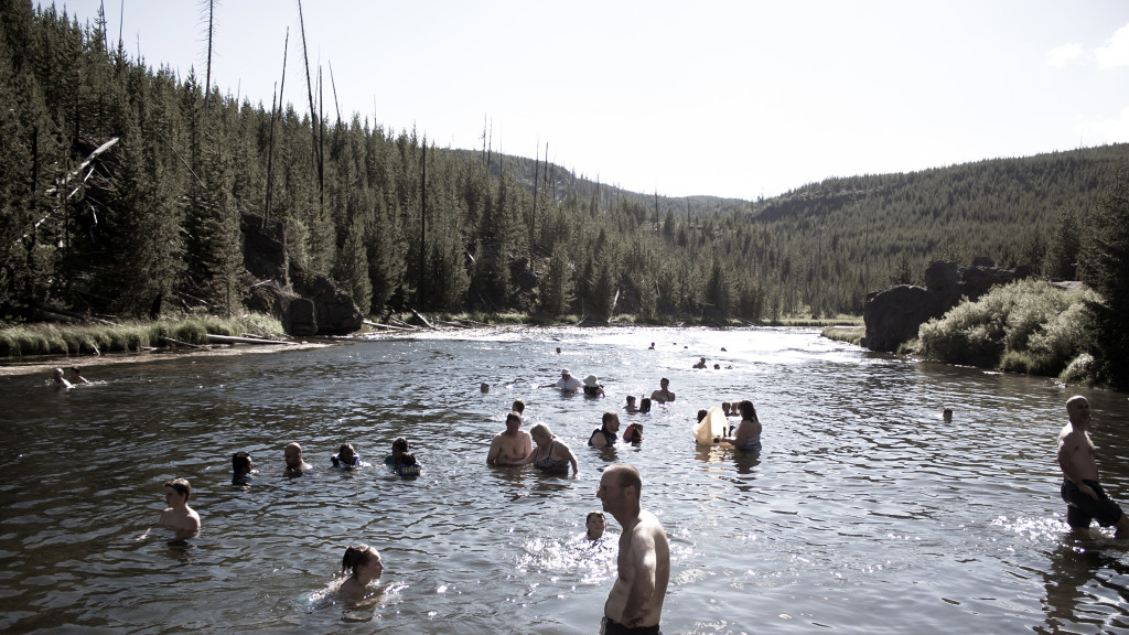 Firehole Falls swimming hole in Yellowstone National Park